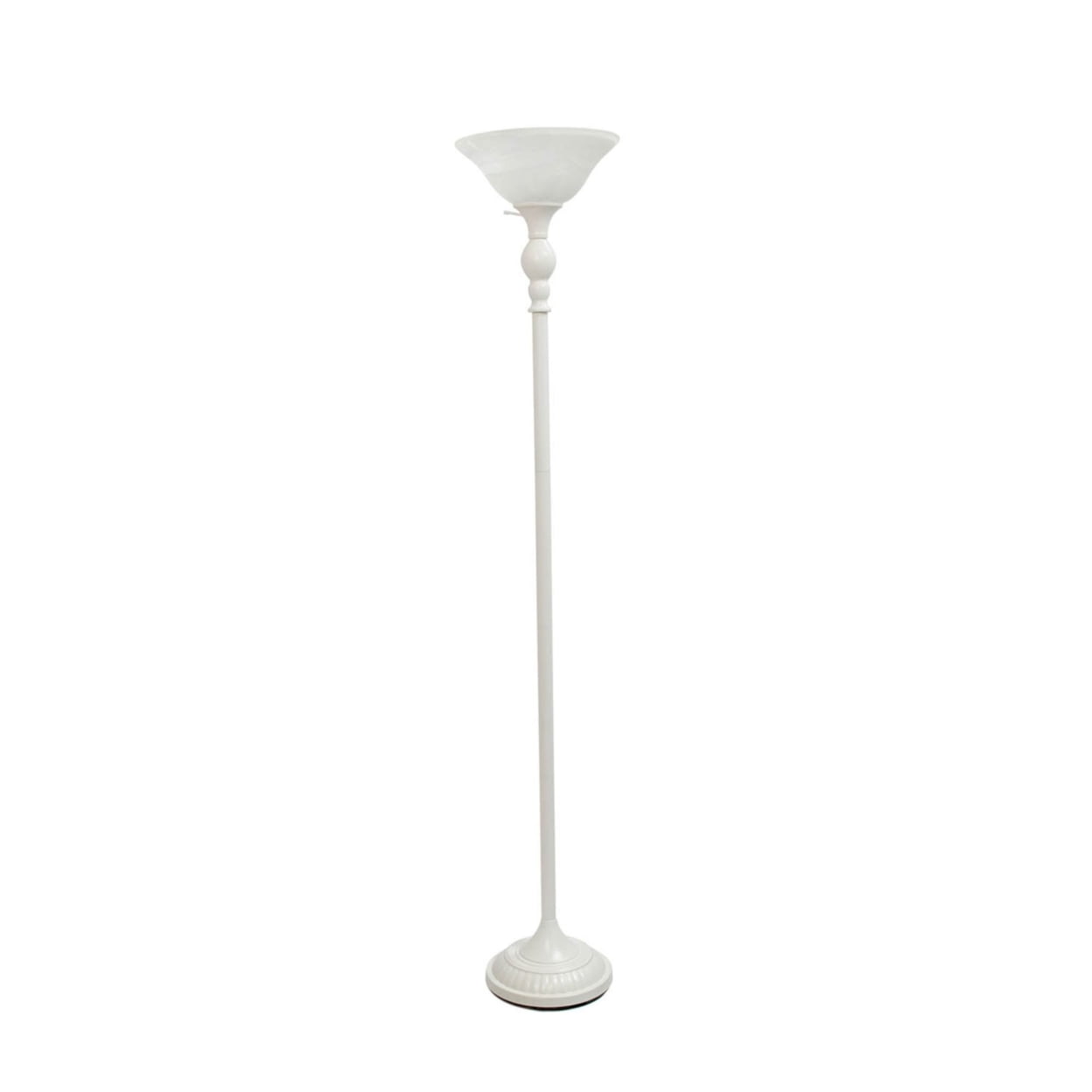 Picture of Elegant Designs 1 Light Torchiere Floor Lamp with Marbleized White Glass Shade&#44; White