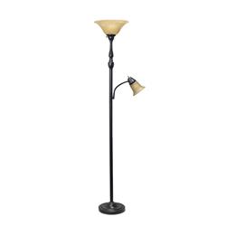 Picture of Elegant Designs 2 Light Mother Daughter Floor Lamp with Amber Marble Glass Shades&#44; Restoration Bronze and Amber