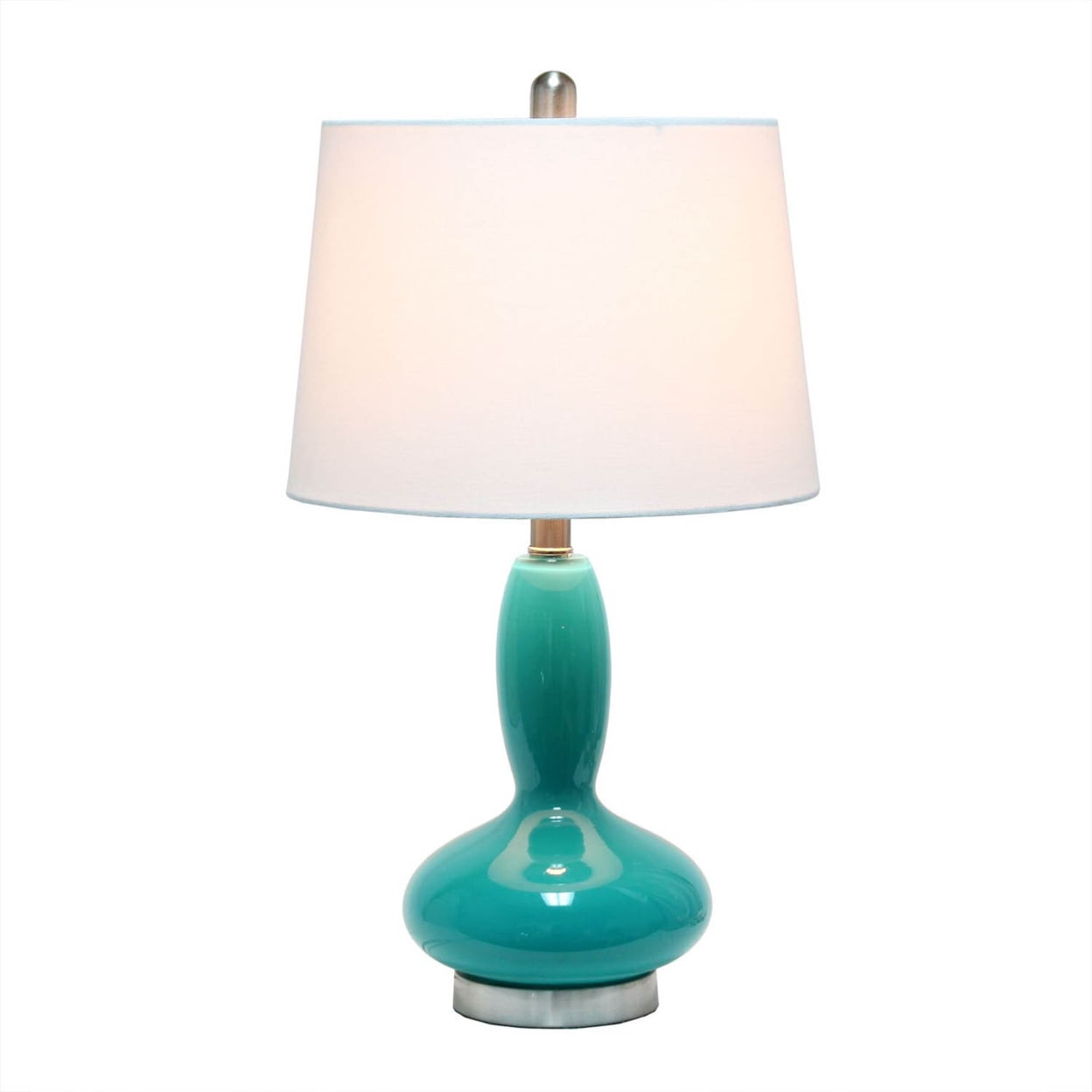 Picture of  Lalia Home Glass Dollop Table Lamp with White Fabric Shade&#44; Teal