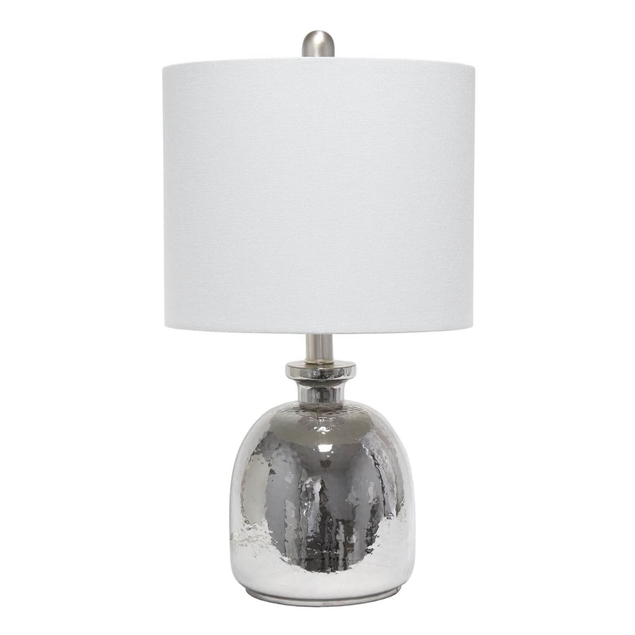 Picture of  Lalia Home Metallic Gray Hammered Glass Jar Table Lamp with Grey Linen Shade