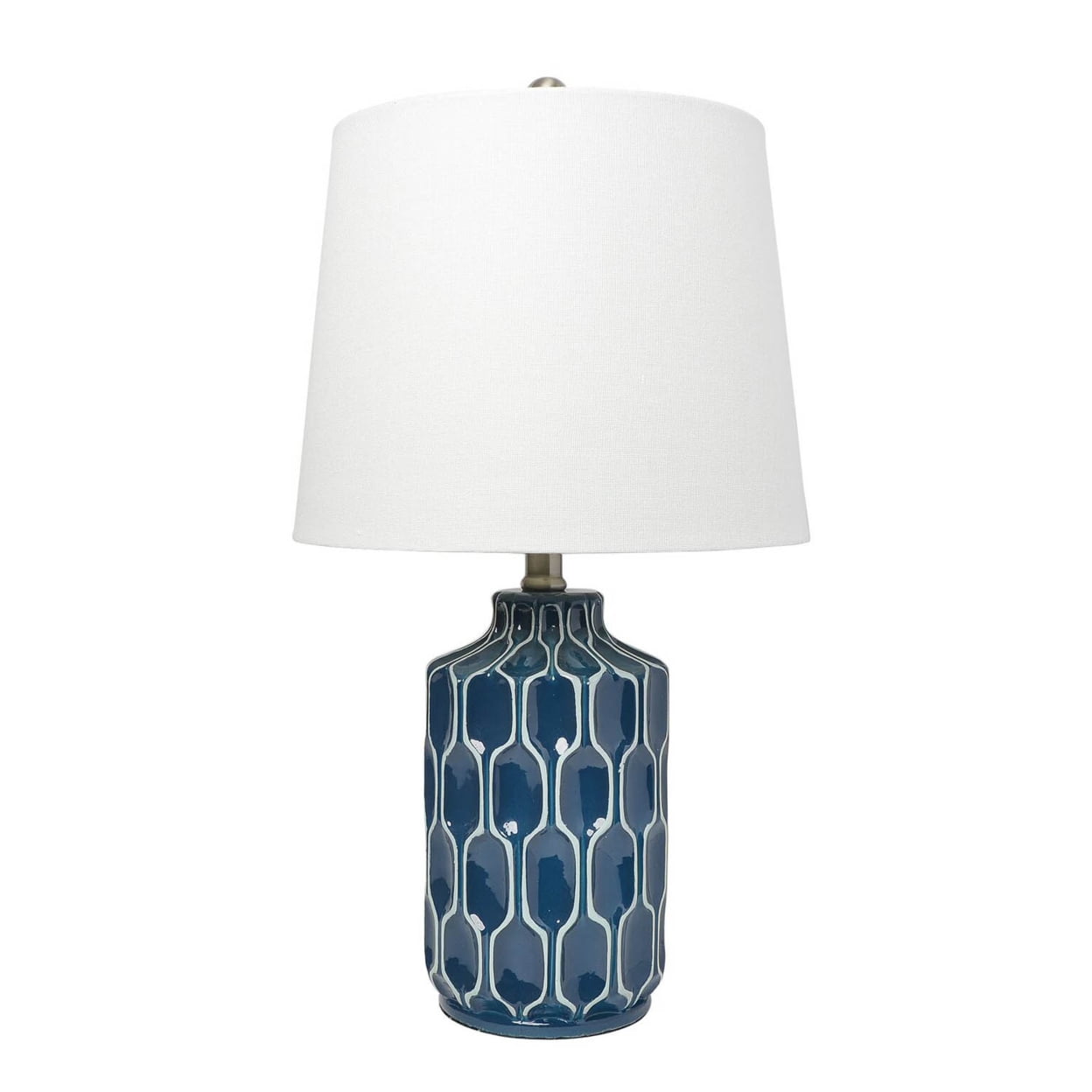 Picture of  Lalia Home Moroccan Table Lamp with Fabric White Shade&#44; Blue