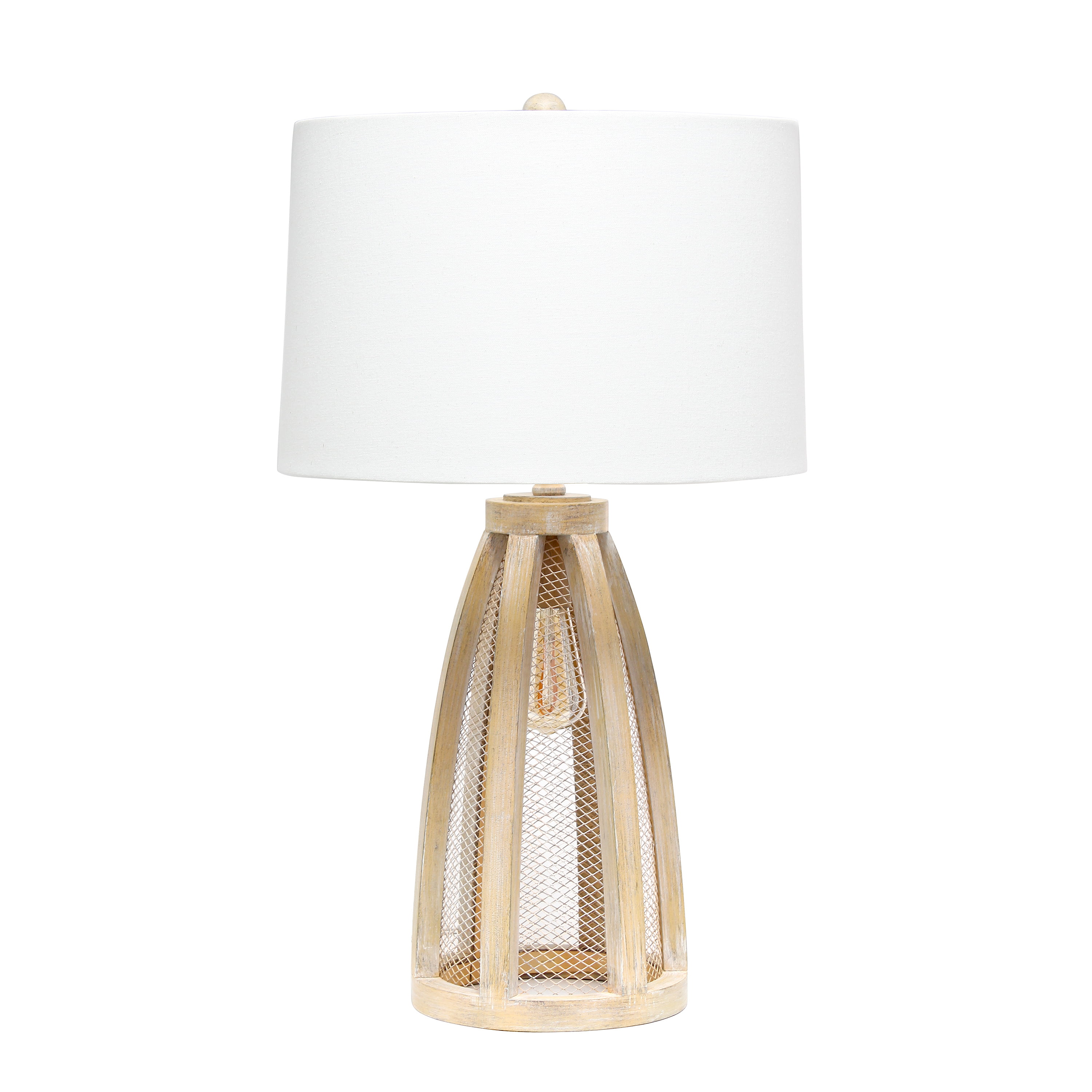 Picture of  Lalia Home Wooded Arch Farmhouse Table Lamp with White Fabric Shade&#44; Natural  