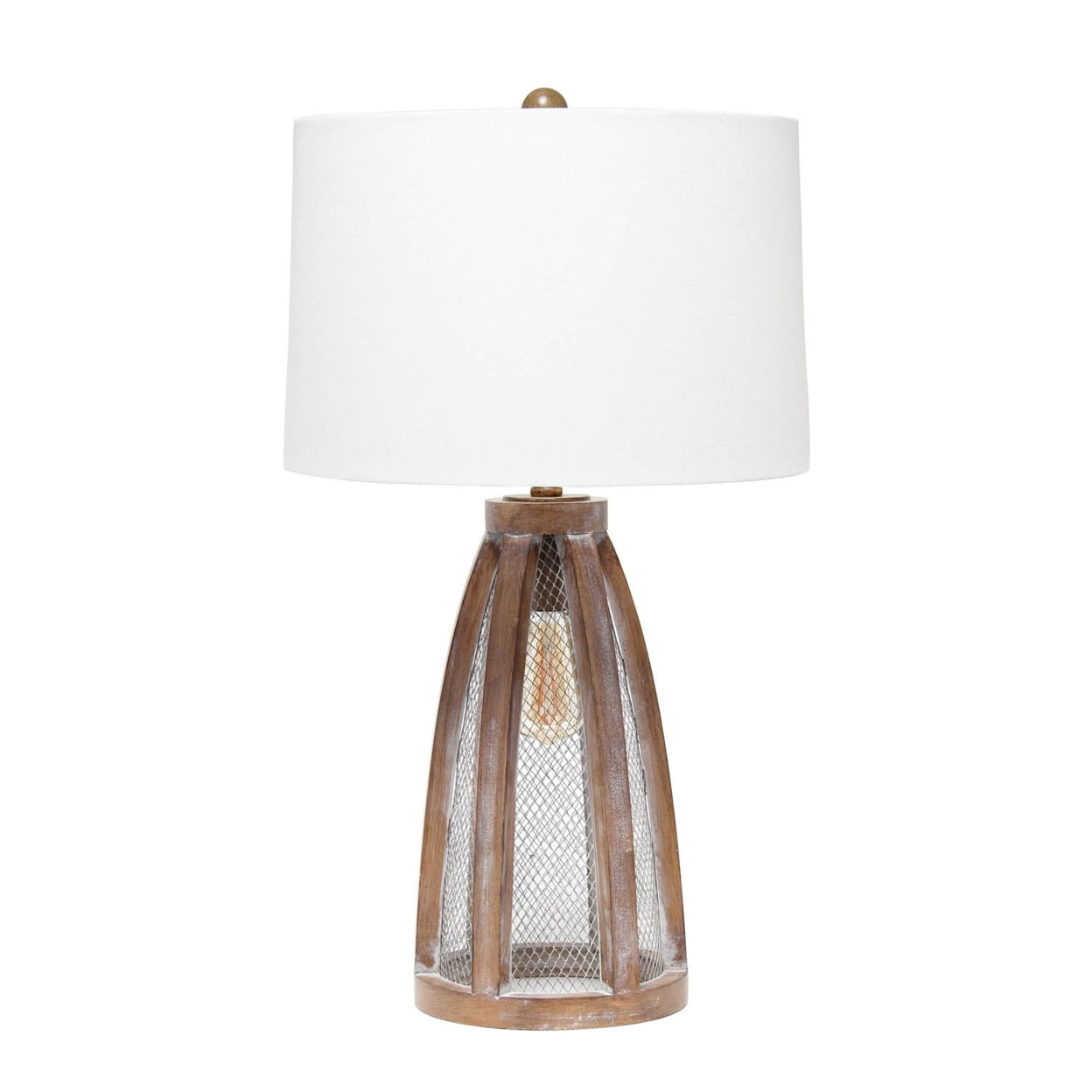 Picture of  Lalia Home Wooded Arch Farmhouse Table Lamp with White Fabric Shade&#44; Old Wood 