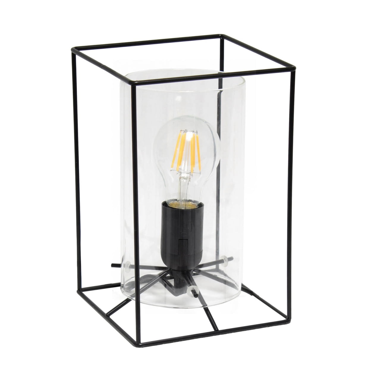 Picture of  Lalia Home Black Framed Table Lamp with Clear Cylinder Glass Shade&amp;#44; Small