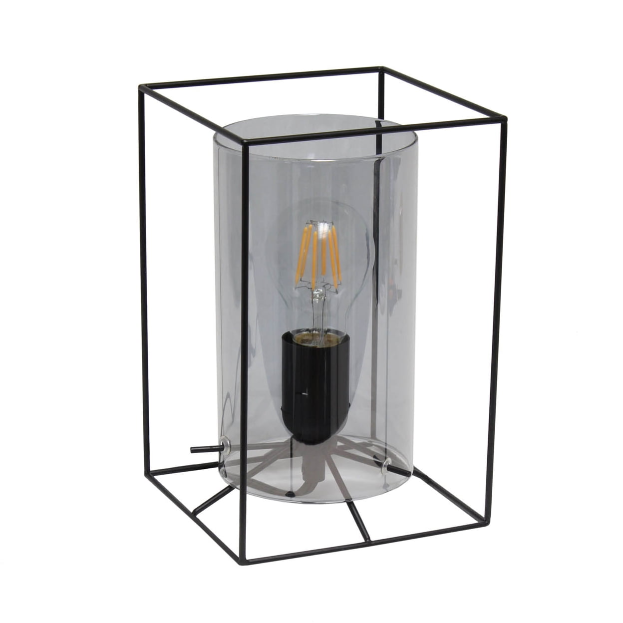 Picture of  Lalia Home Black Framed Table Lamp with Smoked Cylinder Glass Shade&#44; Small