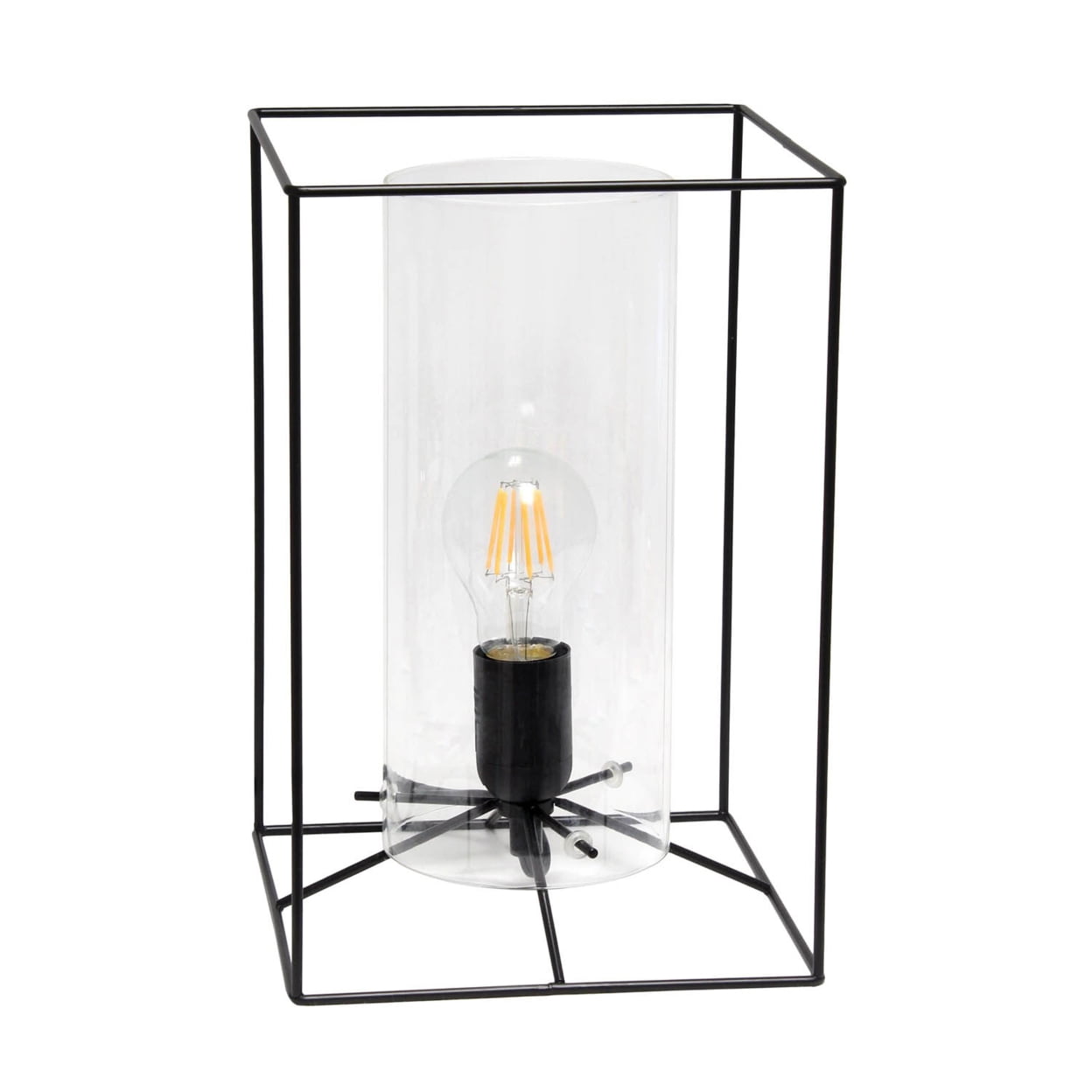 Picture of  Lalia Home Black Framed Table Lamp with Clear Cylinder Glass Shade&amp;#44; Large