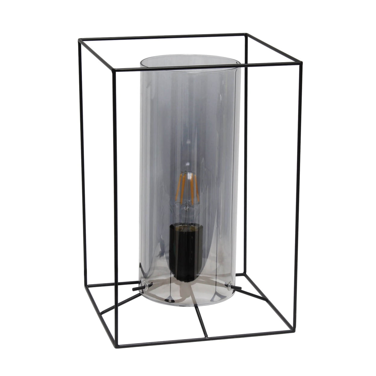 Picture of  Lalia Home Black Framed Table Lamp with Smoked Cylinder Glass Shade&amp;#44; Large