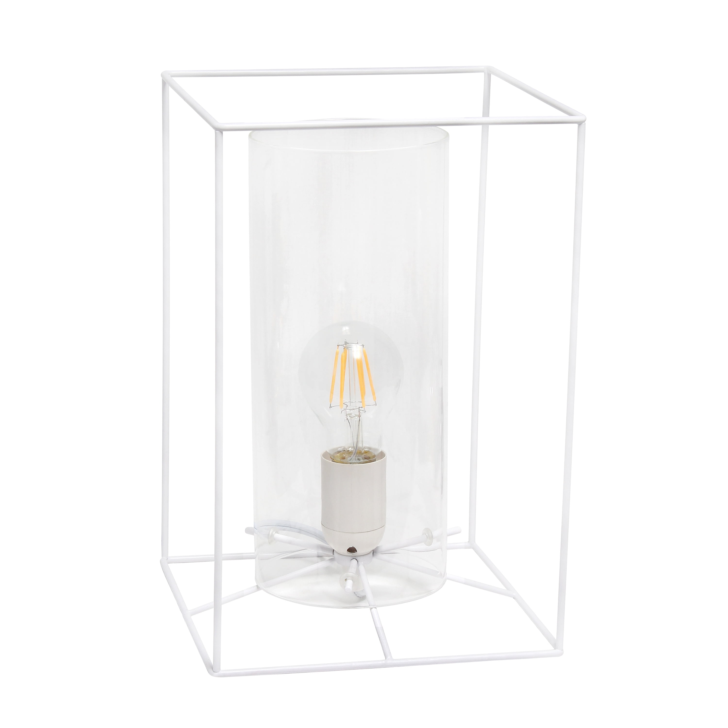 Picture of  Lalia Home White Framed Table Lamp with Clear Cylinder Glass Shade&#44; Large
