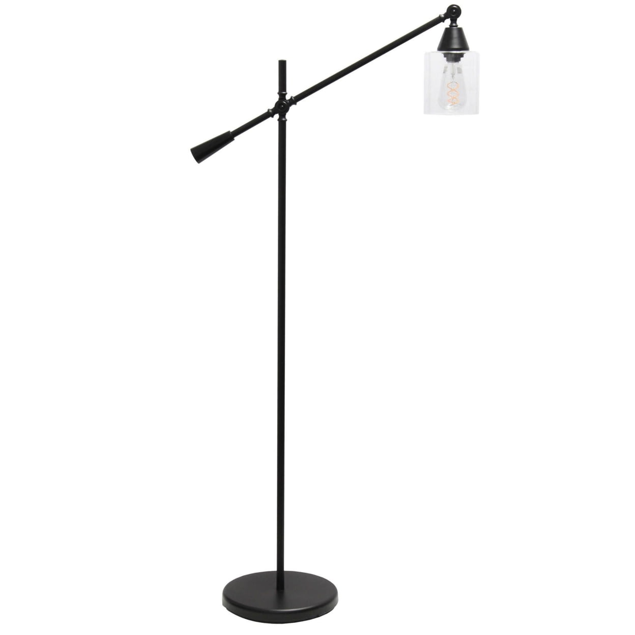 Picture of Elegant Designs Pivot Arm Floor Lamp with Glass Shade