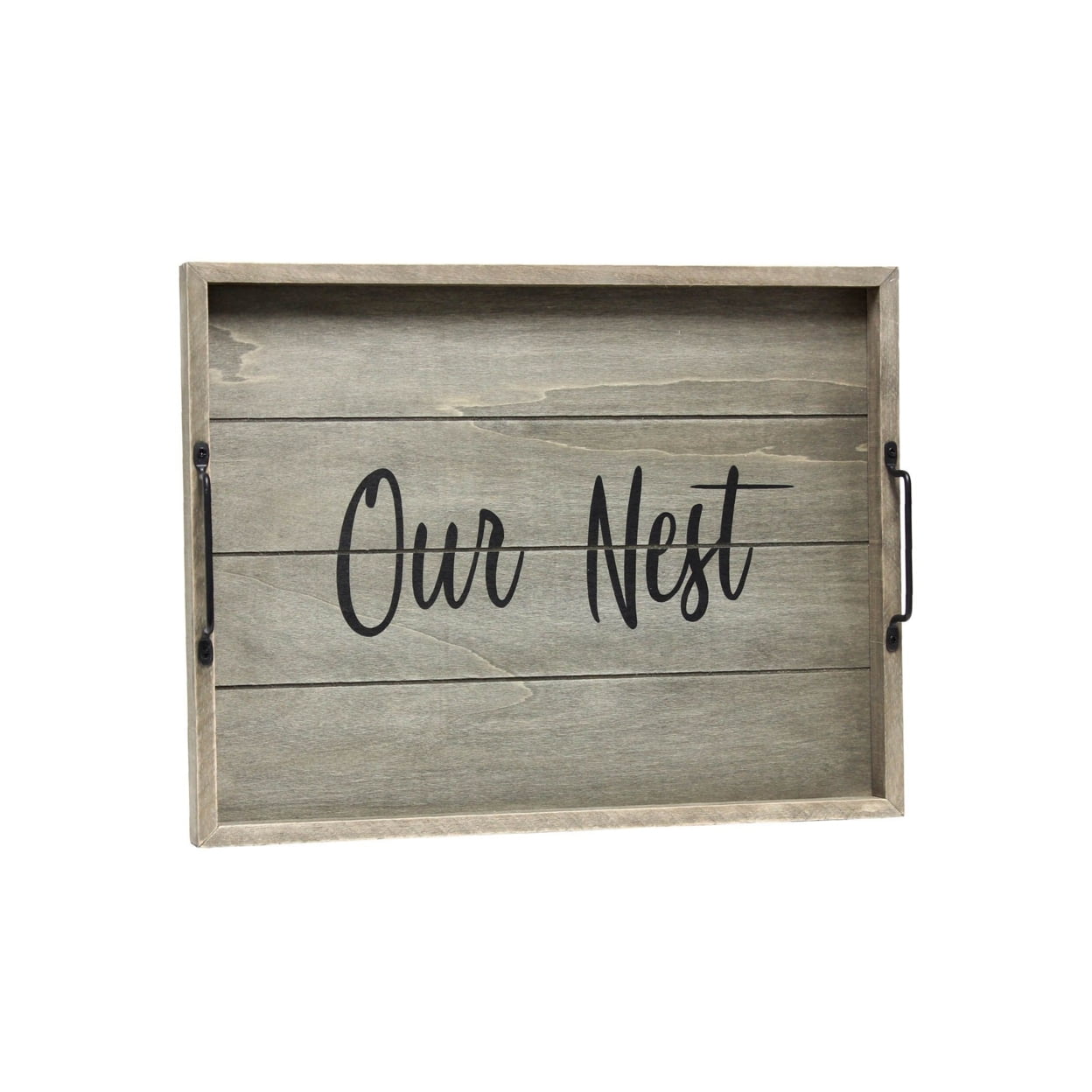 Picture of All the Rages HG2000-RGO 15.50 x 12 in. Our Nest Elegant Designs Decorative Wood Serving Tray with Handles&#44; Rustic Gray