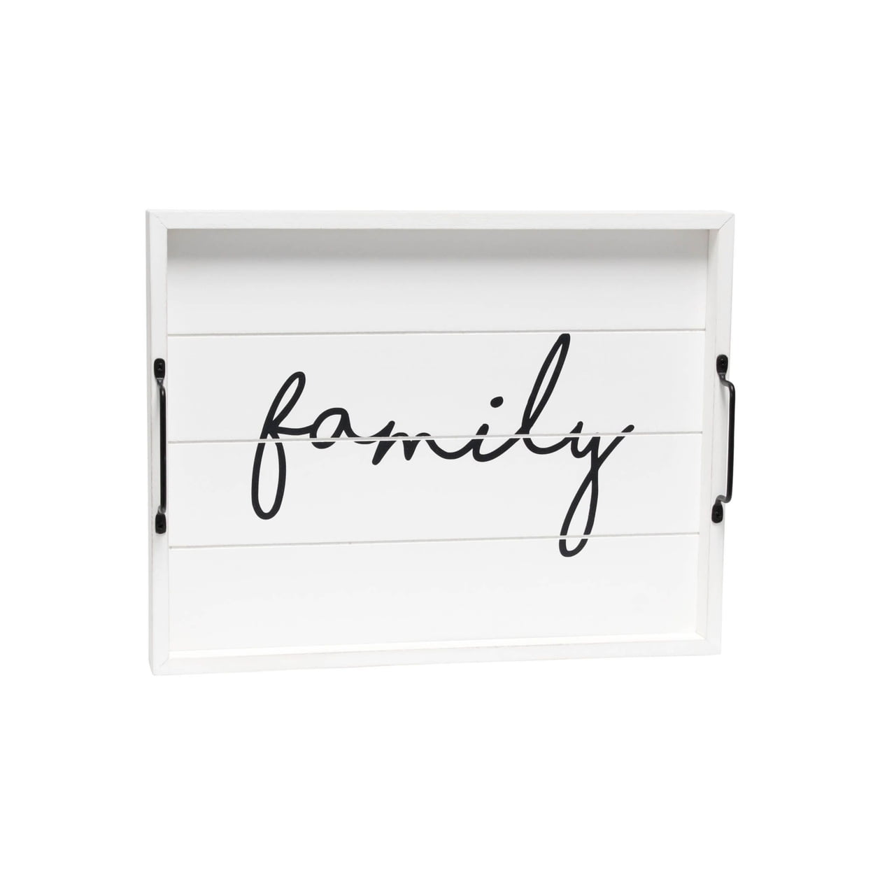 Picture of All the Rages HG2000-WFM 15.50 x 12 in. Family Elegant Designs Decorative Wood Serving Tray with Handles&#44; White Wash Finish