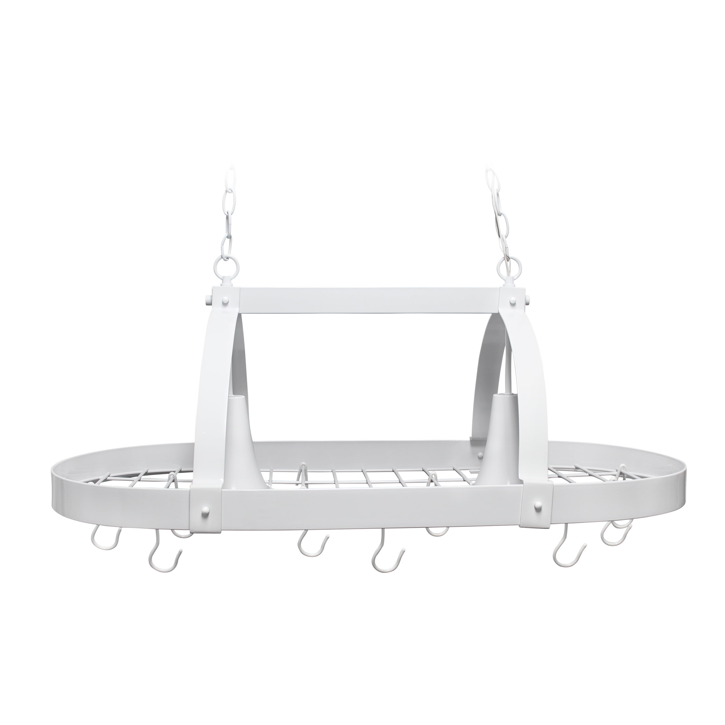 Picture of All The Rages PR1000-WHT Elegant Designs 2 Light Kitchen Pot Rack with Downlights&#44; White