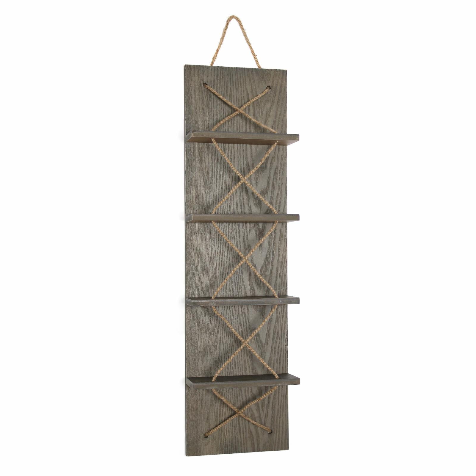 Picture of Elegant Designs Positano Nautical Rope 4 Bottle Vertical Wall Mounted Wood Wine Rack&#44; Rustic Gray