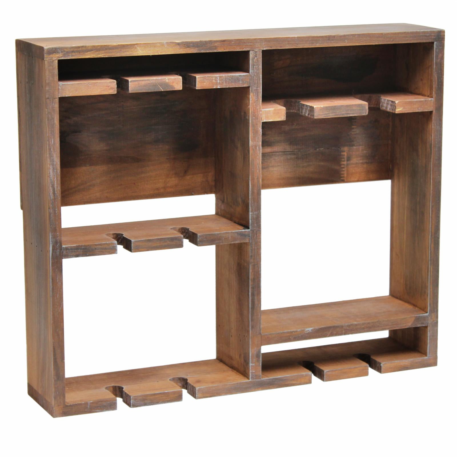 Picture of Elegant Designs Bartow Wall Mounted Wood Wine Rack Shelf with Glass Holder&#44; Restored Wood