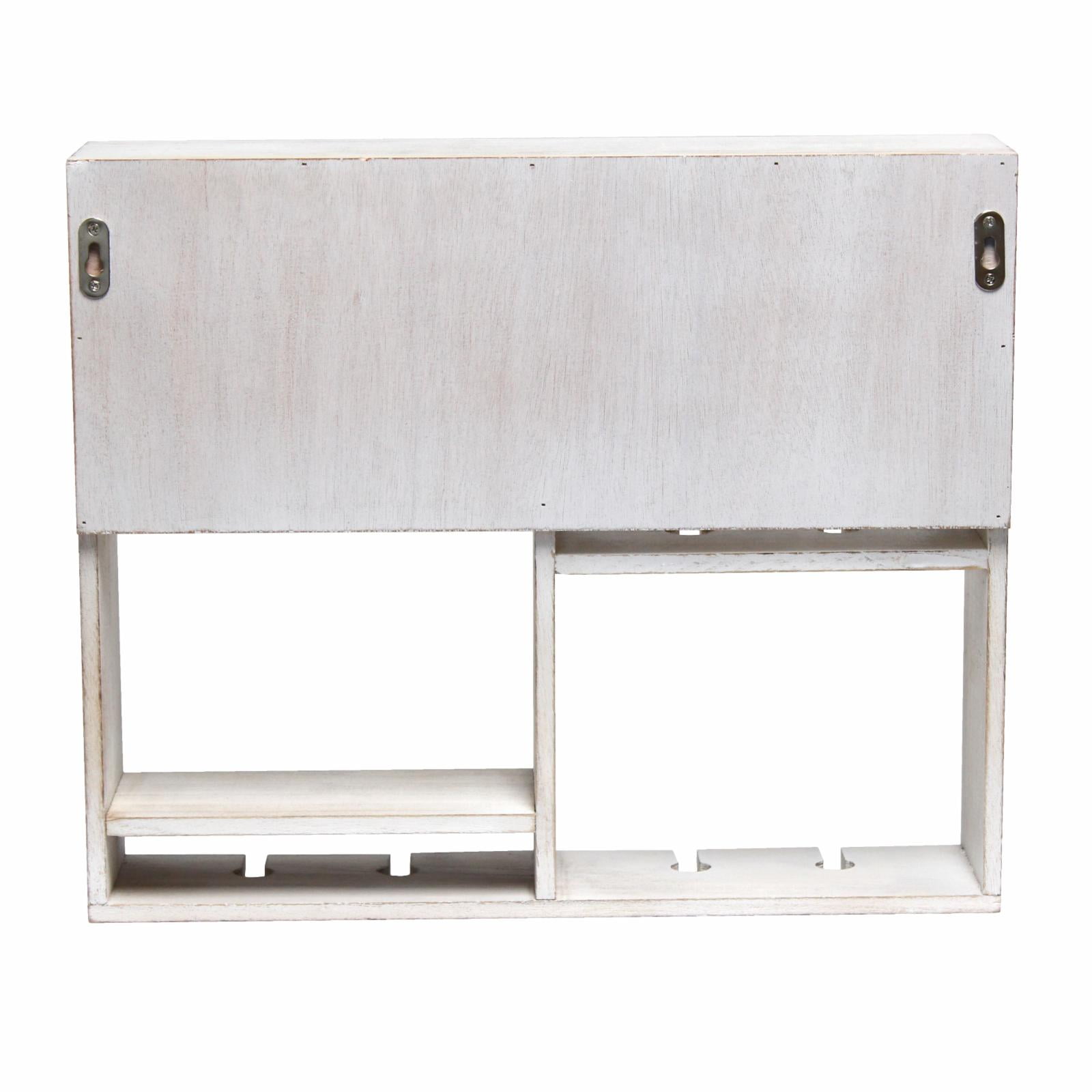 Picture of Elegant Designs Bartow Wall Mounted Wood Wine Rack Shelf with Glass Holder&#44; White Wash