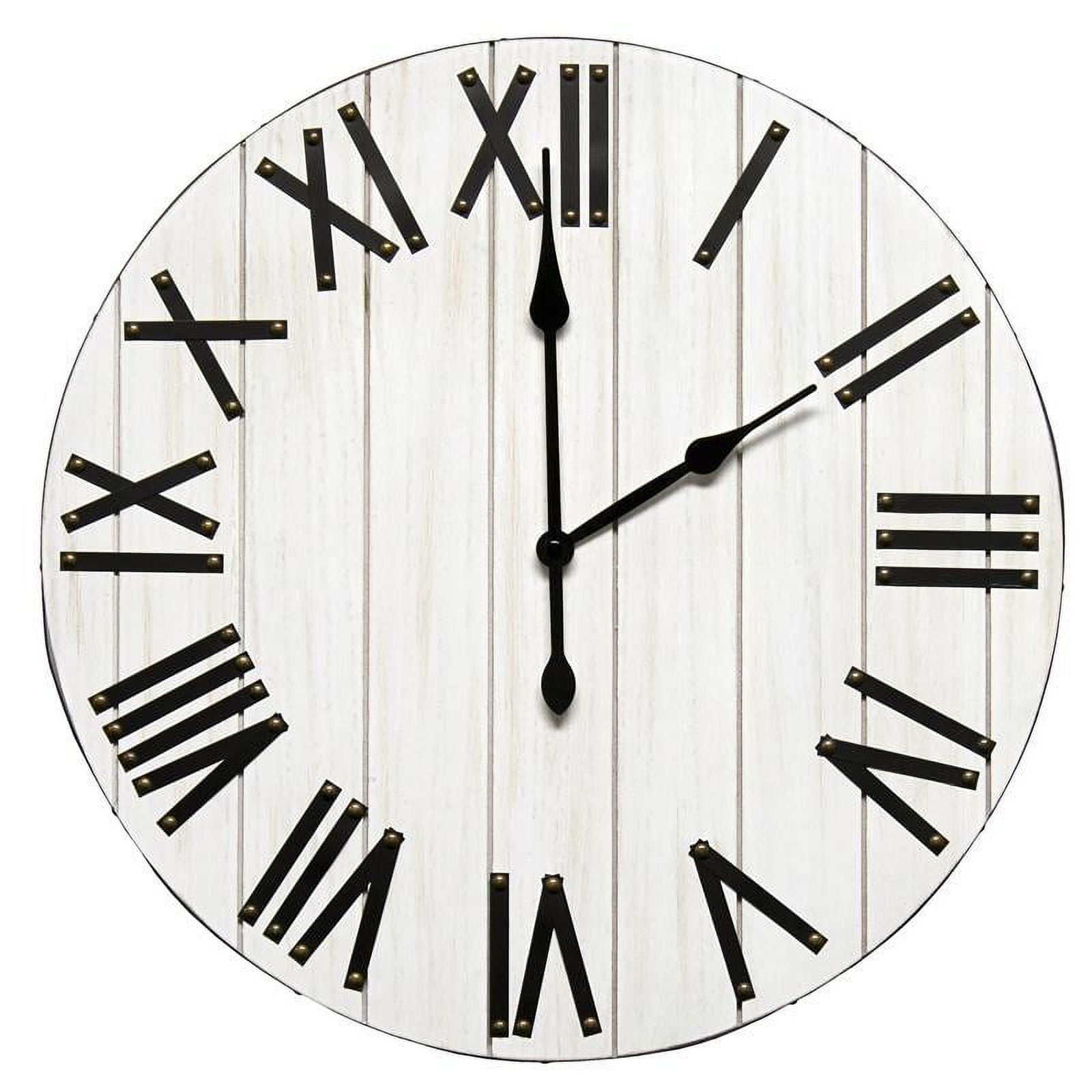 Picture of Elegant Designs Handsome 21in. Rustic Farmhouse Wood Wall Clock&amp;#44; White Wash