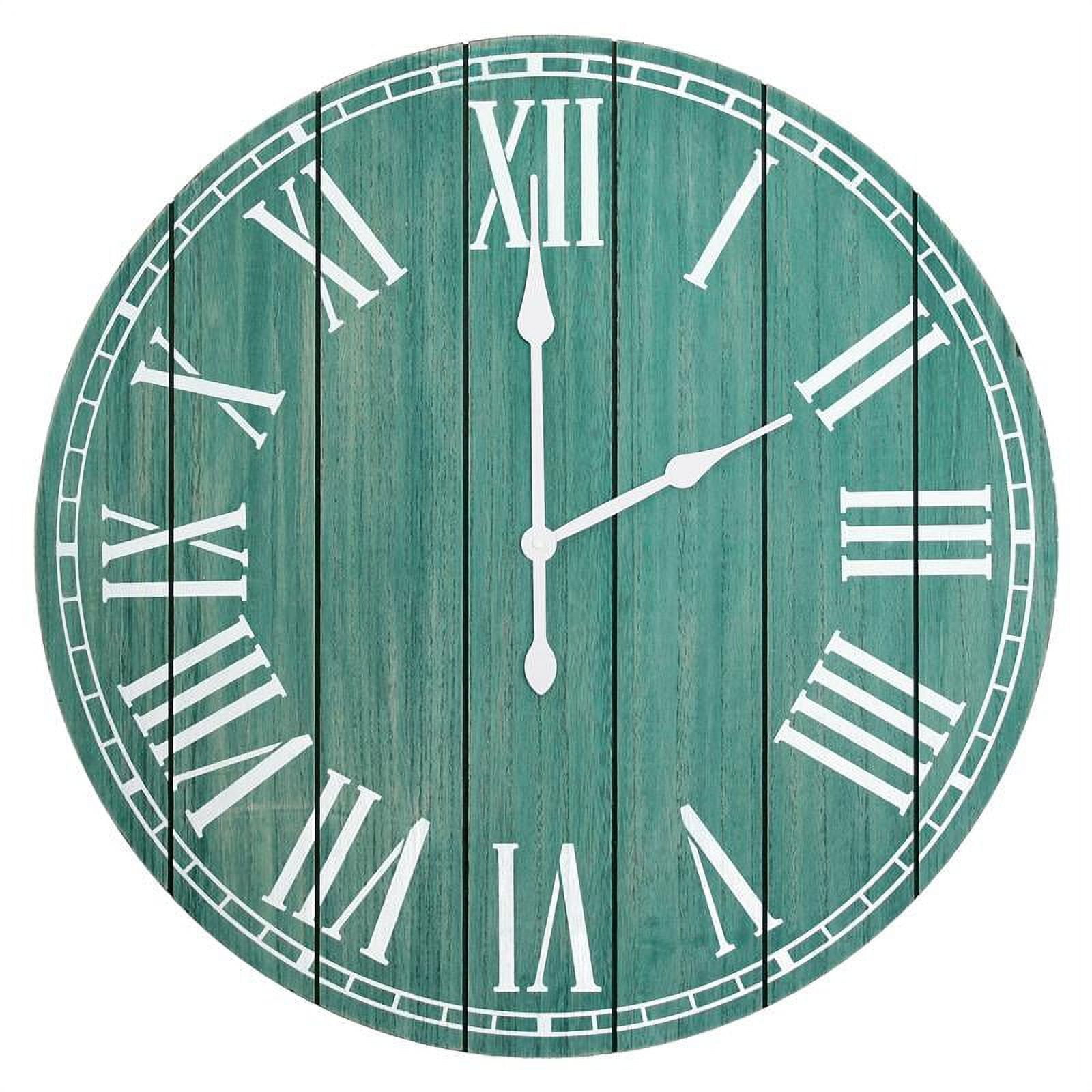 Picture of Elegant Designs Wood Plank 23in. Large Rustic Coastal Wall Clock&amp;#44; Dark Aqua Wash