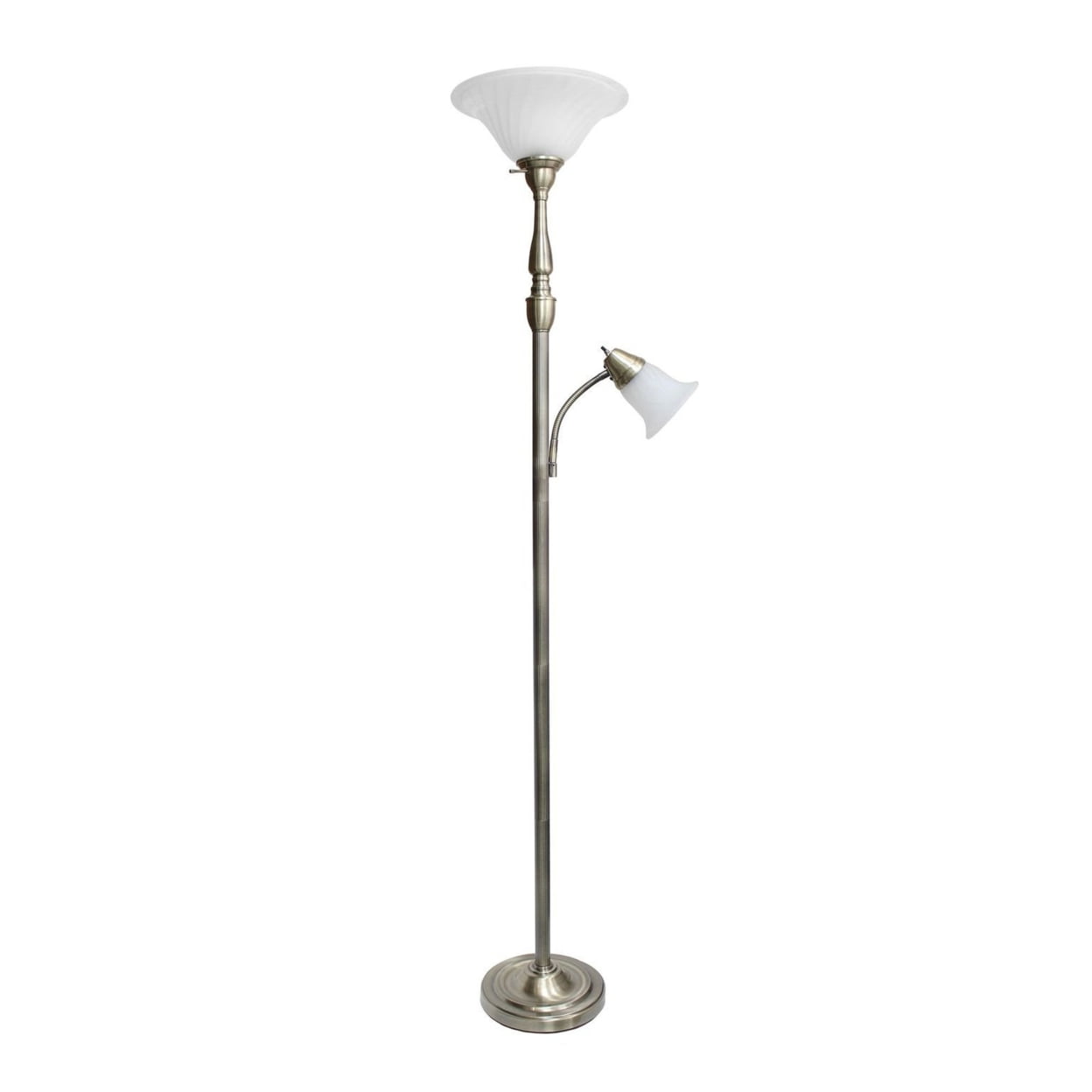 Picture of Lalia Home Torchiere Floor Lamp with Reading Light and Marble Glass Shades&#44; Antique Brass