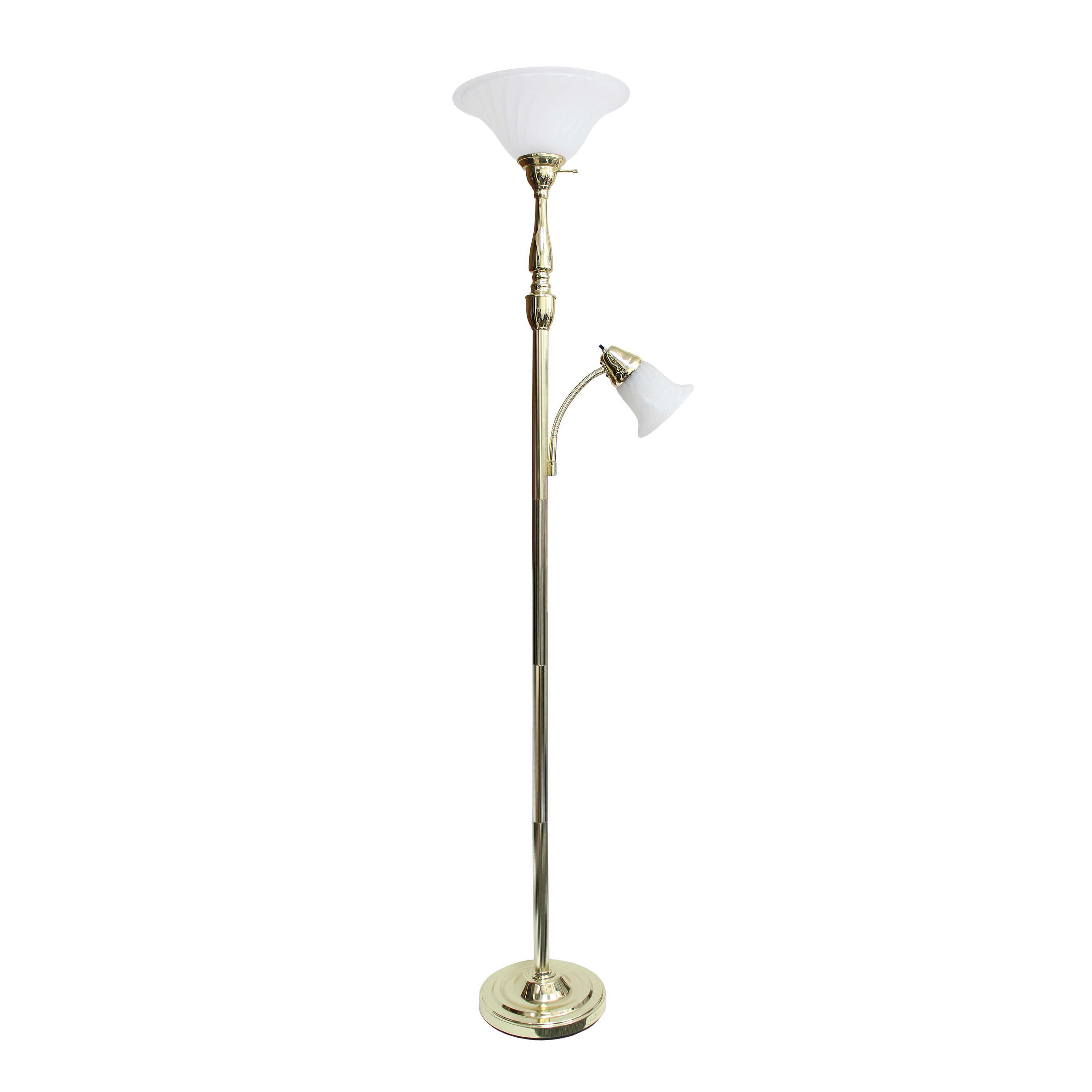Picture of Lalia Home Torchiere Floor Lamp with Reading Light and Marble Glass Shades&#44; Gold