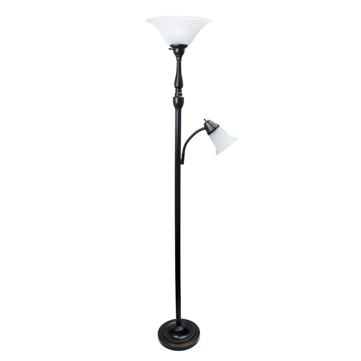 Picture of Lalia Home Torchiere Floor Lamp with Reading Light and Marble Glass Shades&#44; Restoration Bronze