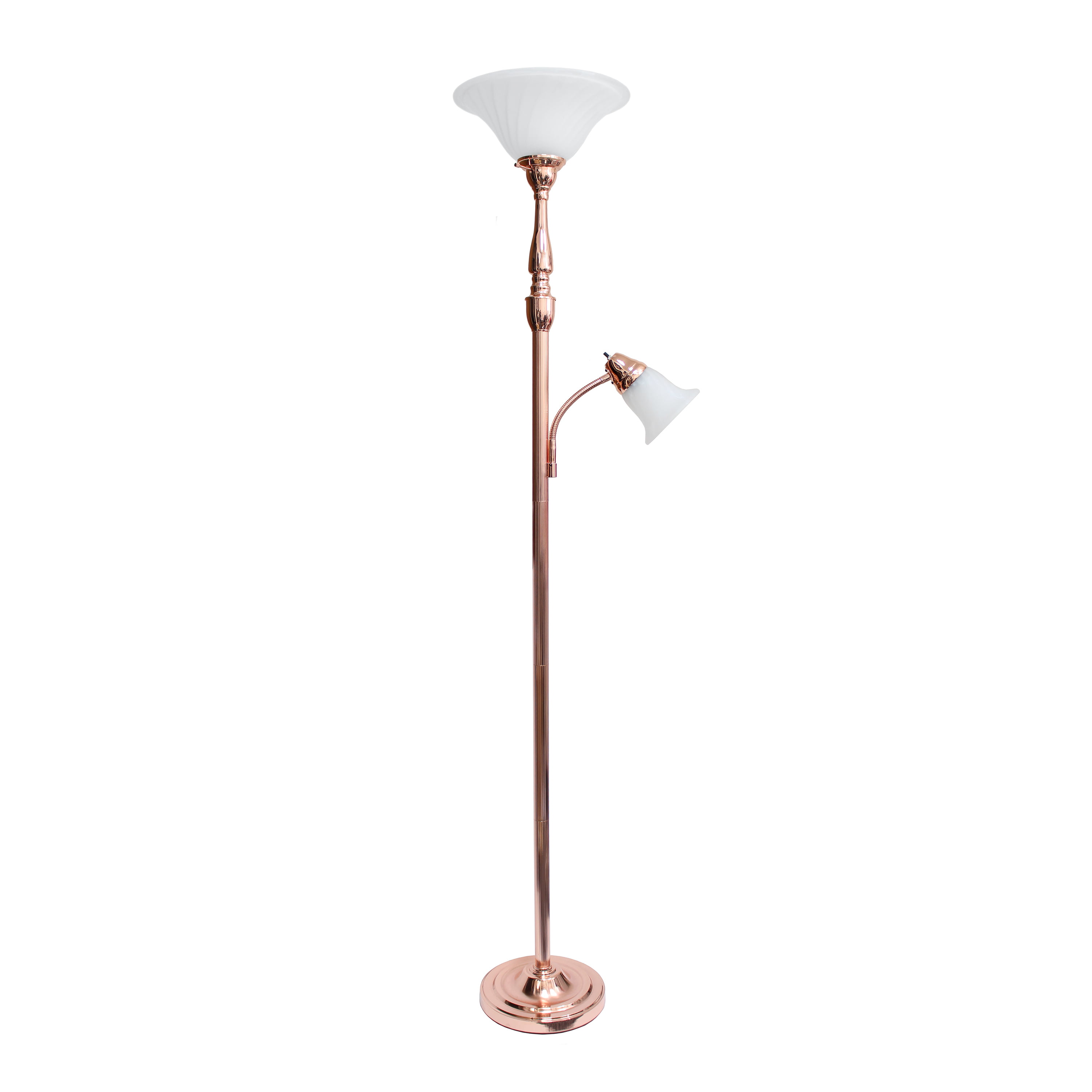 Picture of Lalia Home Torchiere Floor Lamp with Reading Light and Marble Glass Shades&#44; Rose Gold