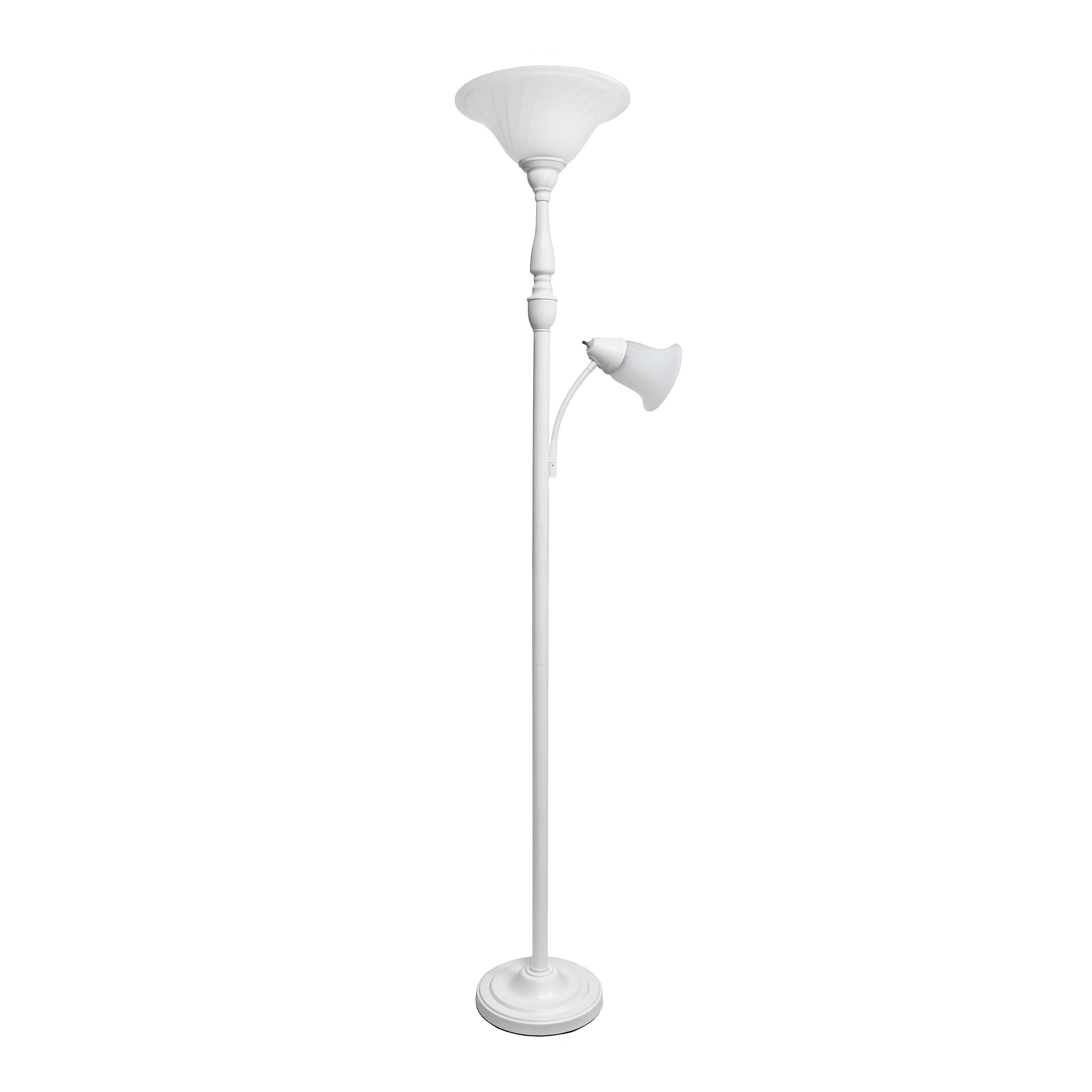 Picture of Lalia Home Torchiere Floor Lamp with Reading Light and Marble Glass Shades&#44; White