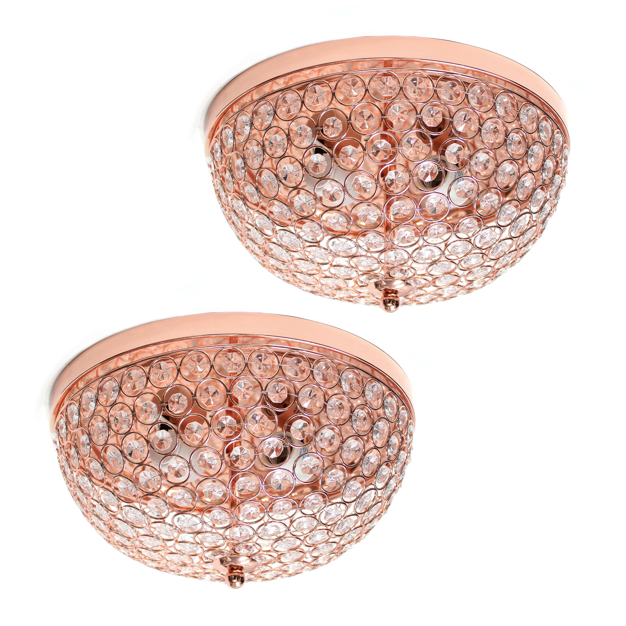 Picture of Lalia Home Crystal Glam 2 Light Ceiling Flush Mount 2 Pack&amp;#44; Rose Gold