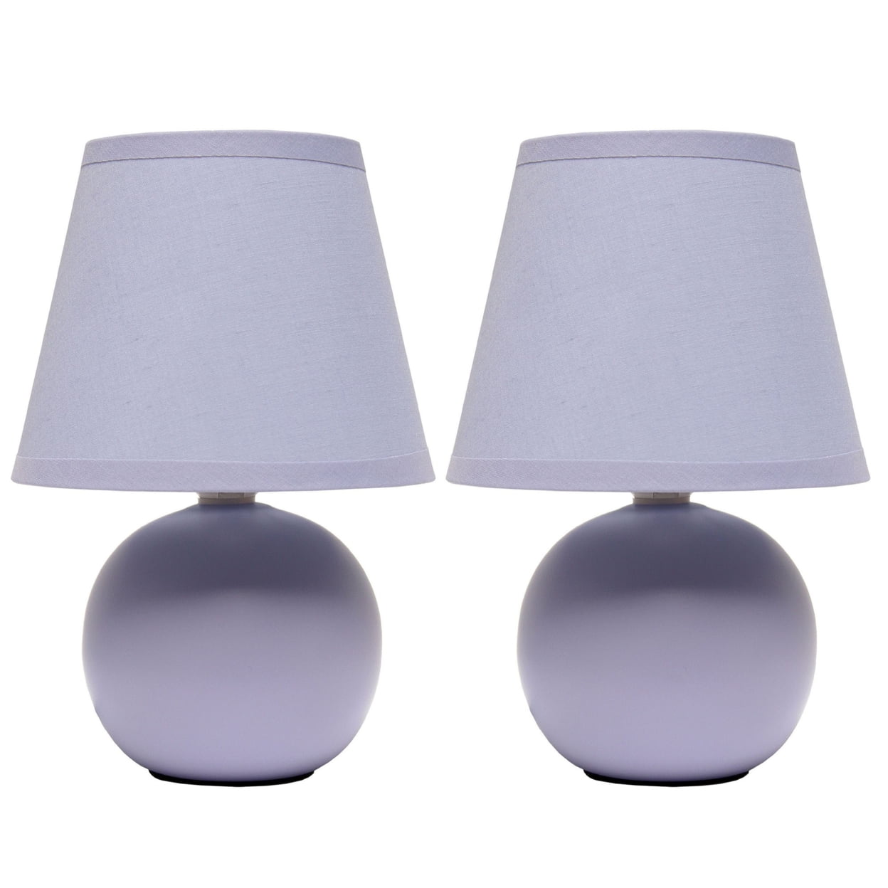 8.66 in. Nauru Traditional Petite Ceramic Orb Base Bedside Table Desk Lamp Two Pack Set with Matching Tapered Drum Fabric Shade, Purple - Pack of 2 -  Creekwood Home, CWT-2004-PR-2PK