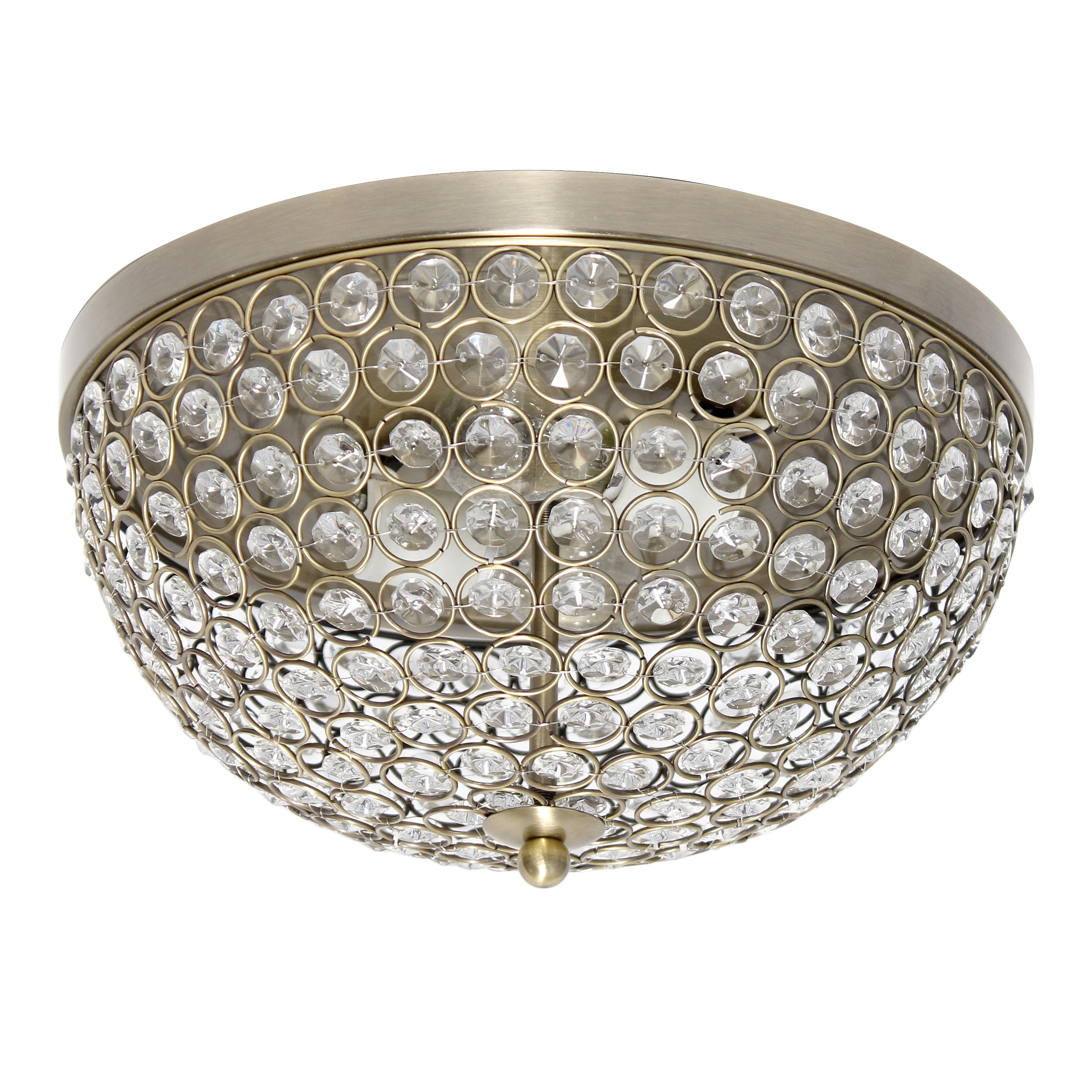 Picture of Elegant Designs FM1000-ABS 13 in. Elipse Crystal Modern Metal 2-Light Bowl Shaped Ceiling Flush Mount Fixture&#44; Antique Brass