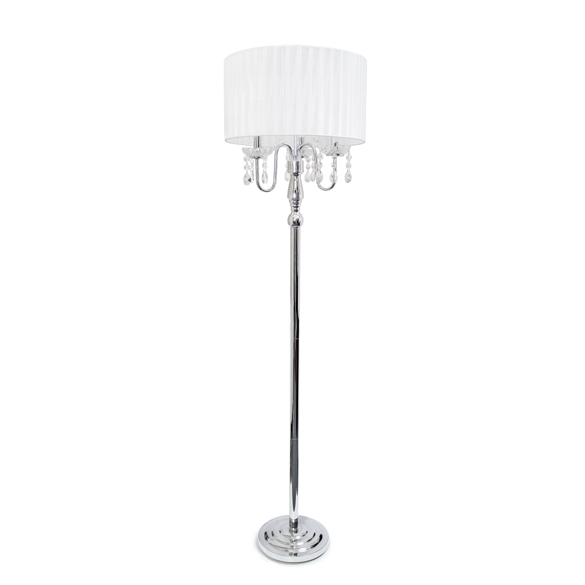 Picture of Lalia Home LHF-4004-WH 62 in. Glamorous Chrome Cascading Crystal Floor Lamp&#44; White Shade