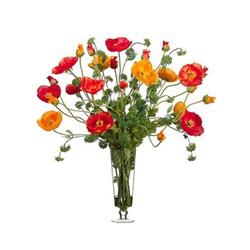 Picture of AllState Floral WF1600-OR-RE 37 x 39 x 39 in. Large Poppy Flowers Arrangement in Glass Vase&#44; Orange & Red