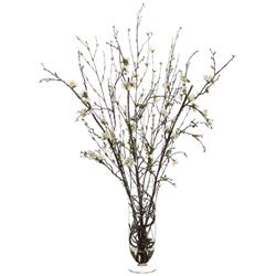 Picture of Allstate Floral WF3653-CR 48 x 30 x 30 in. Quince Blossom Twig in Glass Vase&#44; Cream
