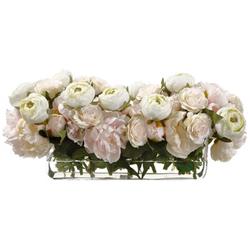 Picture of AllState Floral WF9392-WH-PK 10 x 11 x 23 in. Silk Peony&#44; Ranunculus & Rose Flower Arrangement in Glass Vase - White & Pink