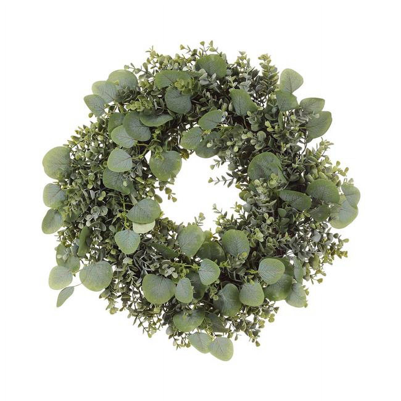 Allstate Floral & Craft PWX007-GR-GY 22 in. Artificial Eucalyptus Leaf & Boxwood Hanging Wreath - Green & Gray -  Allstate Floreal, PWX007-GR/GY