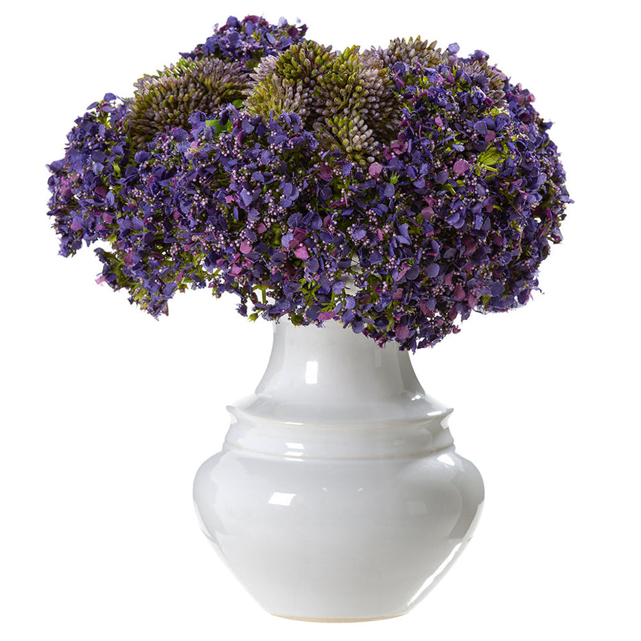 Picture of Allstate Floral & Craft WF0739-PU-LV 10 x 9 x 9 in. Queen Anne Lace & Sedum Artificial Flower Arrangement in Ceramic Vase&#44; Purple Lavender