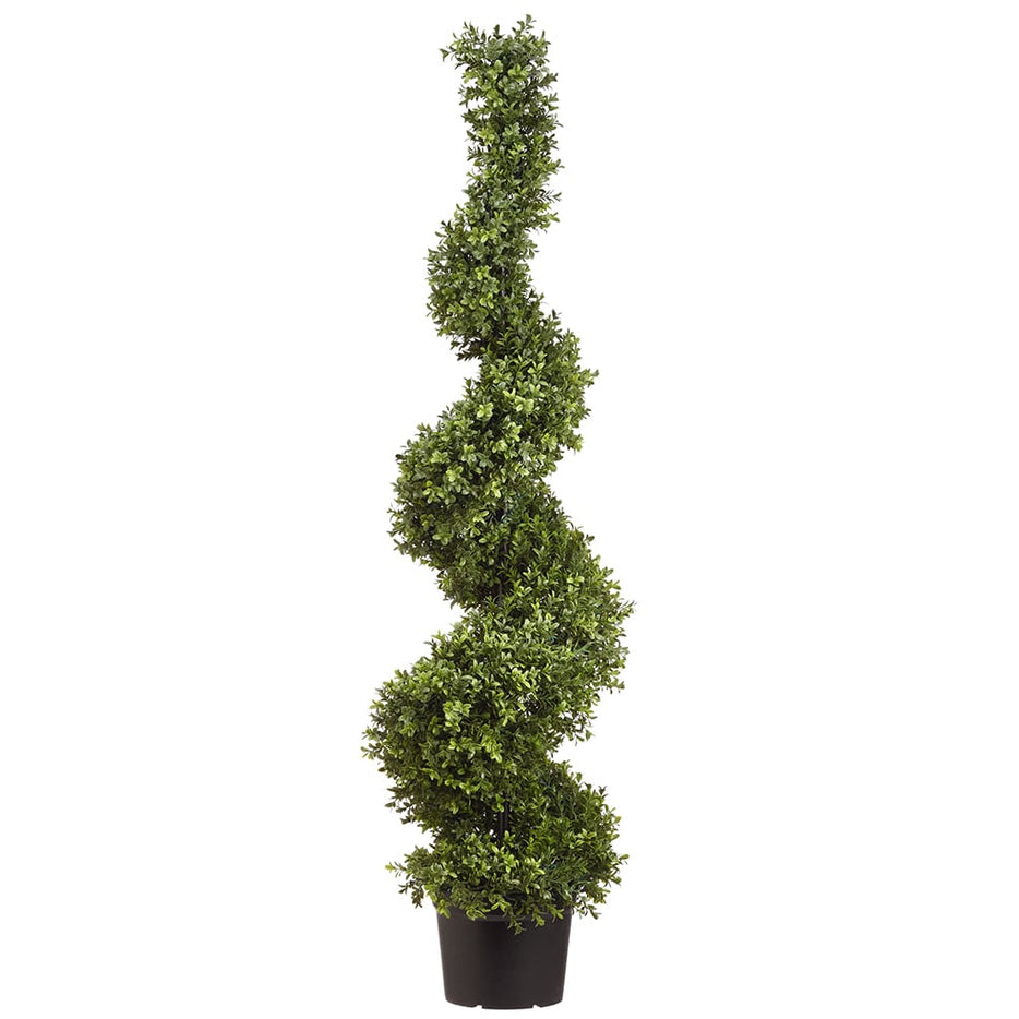 Picture of Allstate Floral & Craft LPB256-GR 58 in. Battery Operated UV Protected Boxwood Spiral 100 LED Lights in Pot&#44; Green