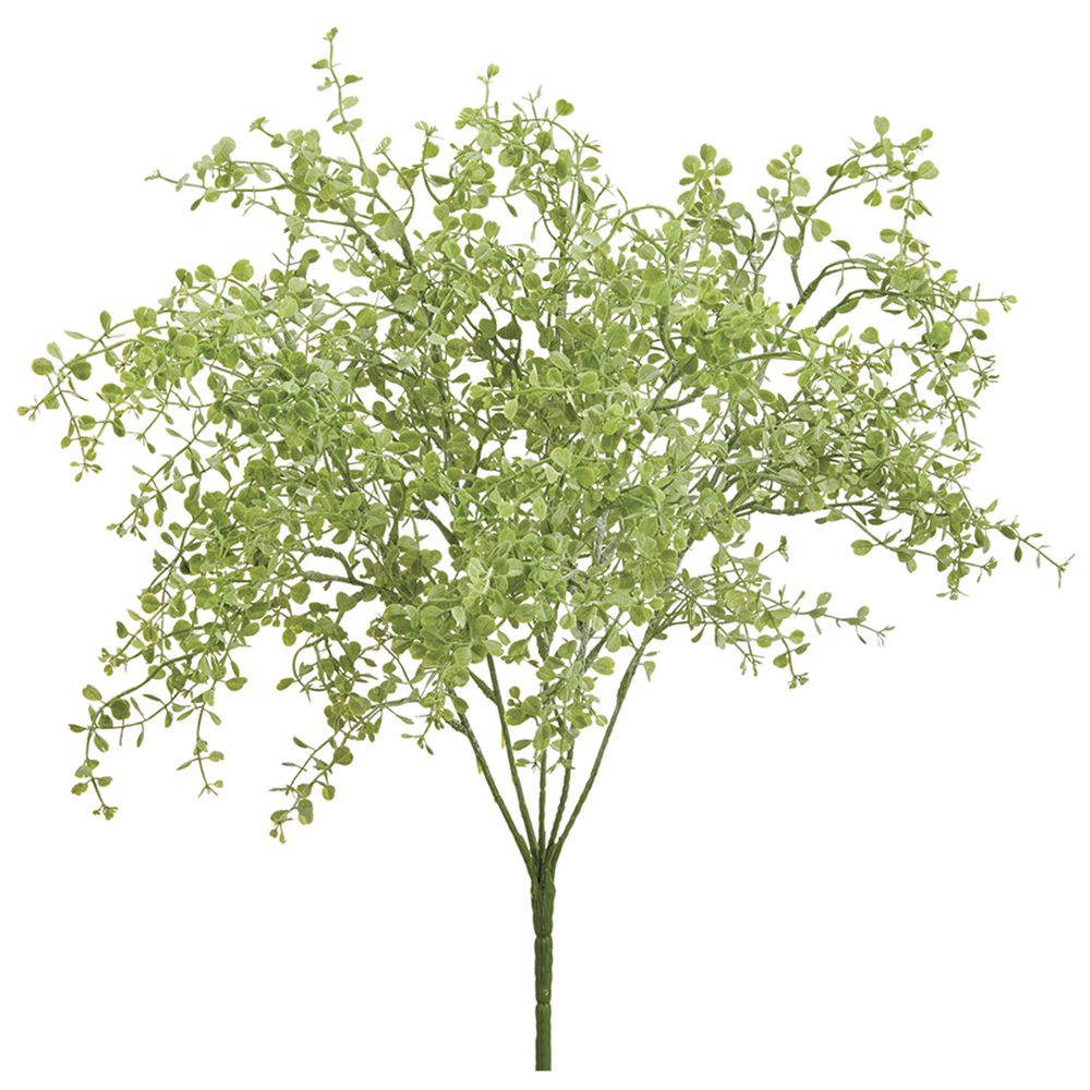 Allstate Floral & Craft PBB237-GR-GY 17 in. Soft PE Button Fern Bush with 5 Branches, Green & Gray - Pack of 12