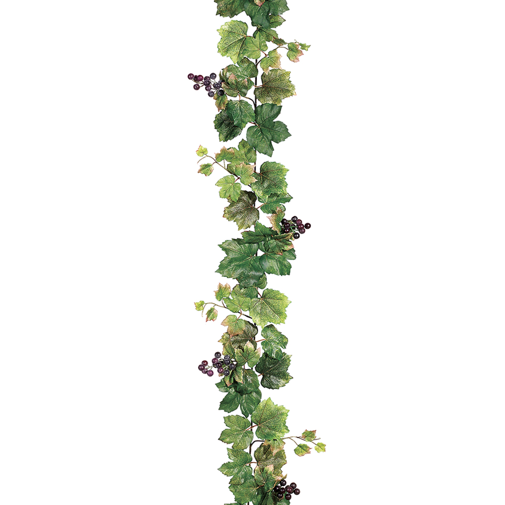 Allstate Floral & Craft PGW023-GR 6 ft. Grape Leaf Garland with Grapes, Green - Pack of 6