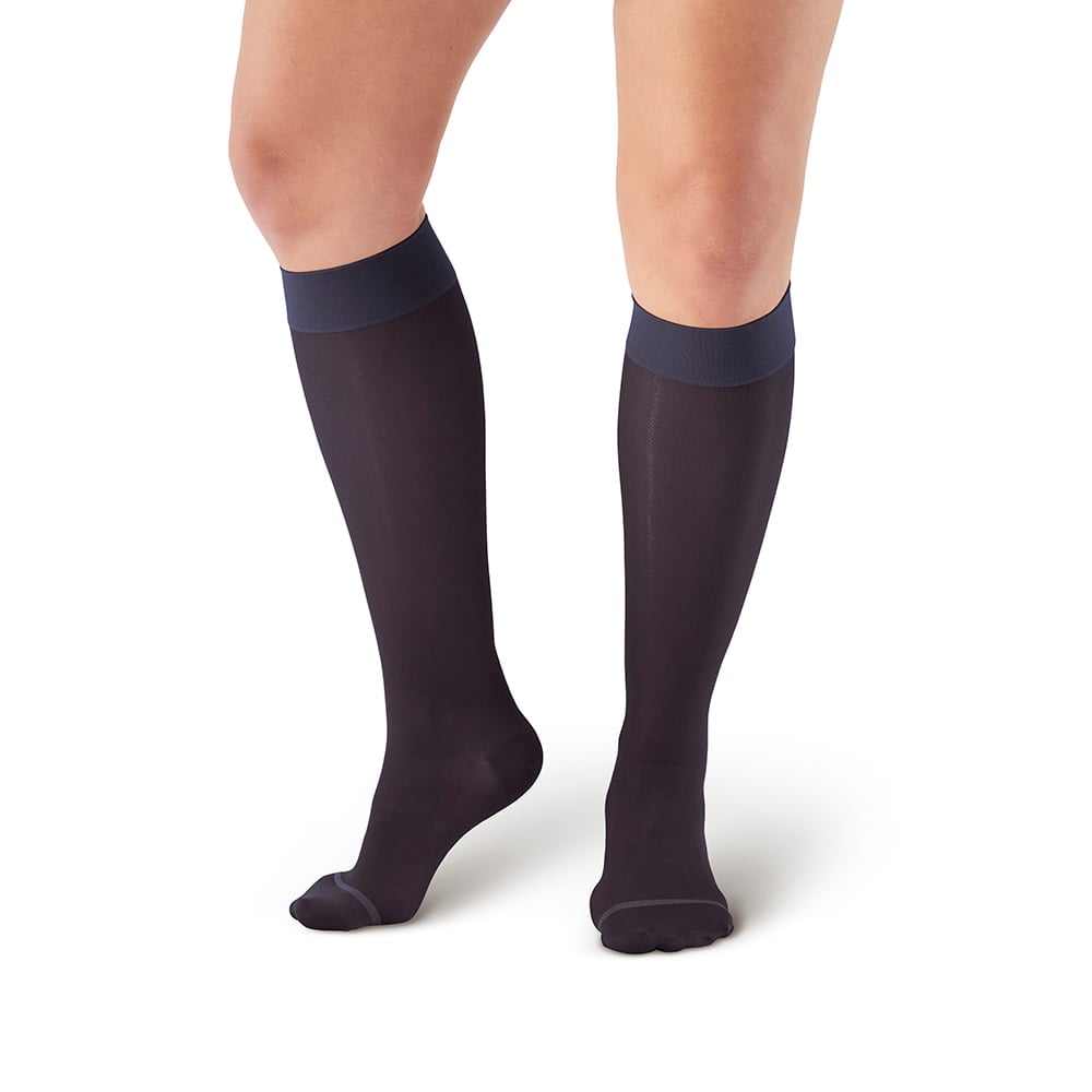 Hermell 80202 8-15 mm Hg Sheer Knee Highs, Black - Medium
