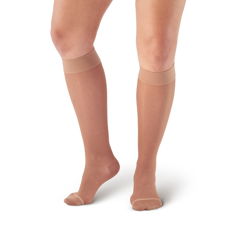 Hermell 80212 8-15 mm Hg Sheer Knee Highs, Nude - Medium