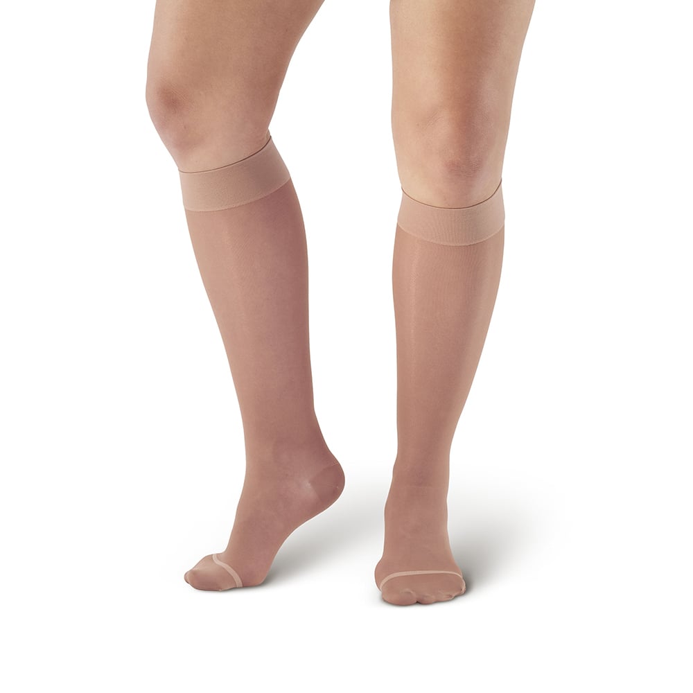 Hermell 82222 20-30 mm Hg Sheer Knee High with Closed Toe, Suntan - Medium