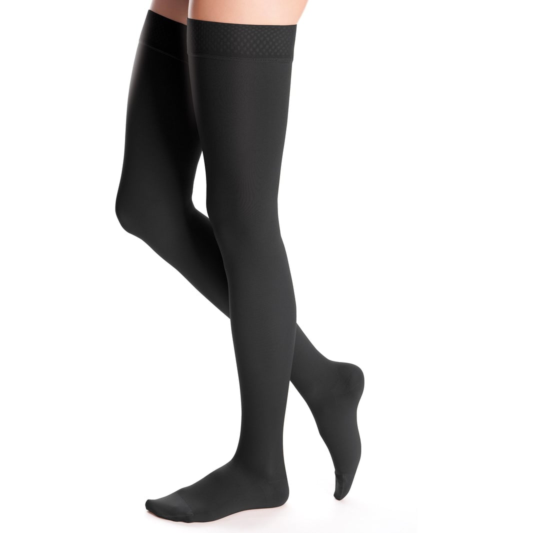Hermell 82802 20-30 mm Hg Opaque Thigh High, Black - Medium