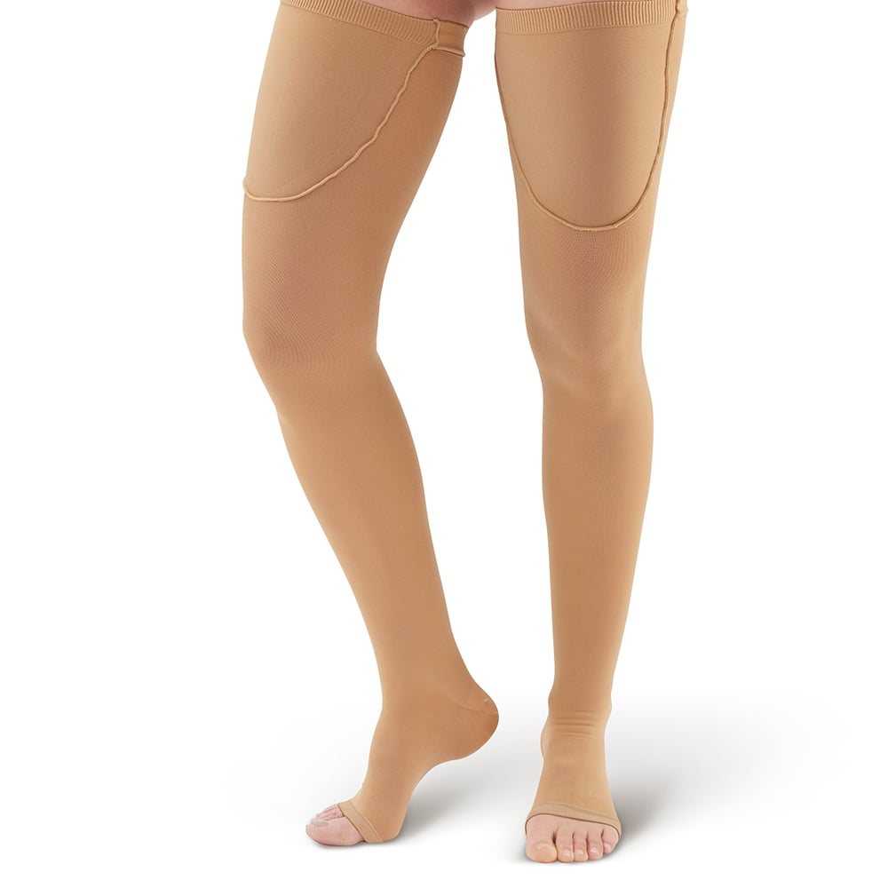 Hermell 87401 18 mm Anti-Embolism Thigh High with Open Toe, Beige - Small