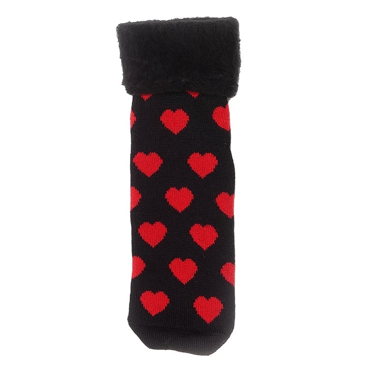 Hermell 89160 Comfort Bed Socks, Black & Red - Heart