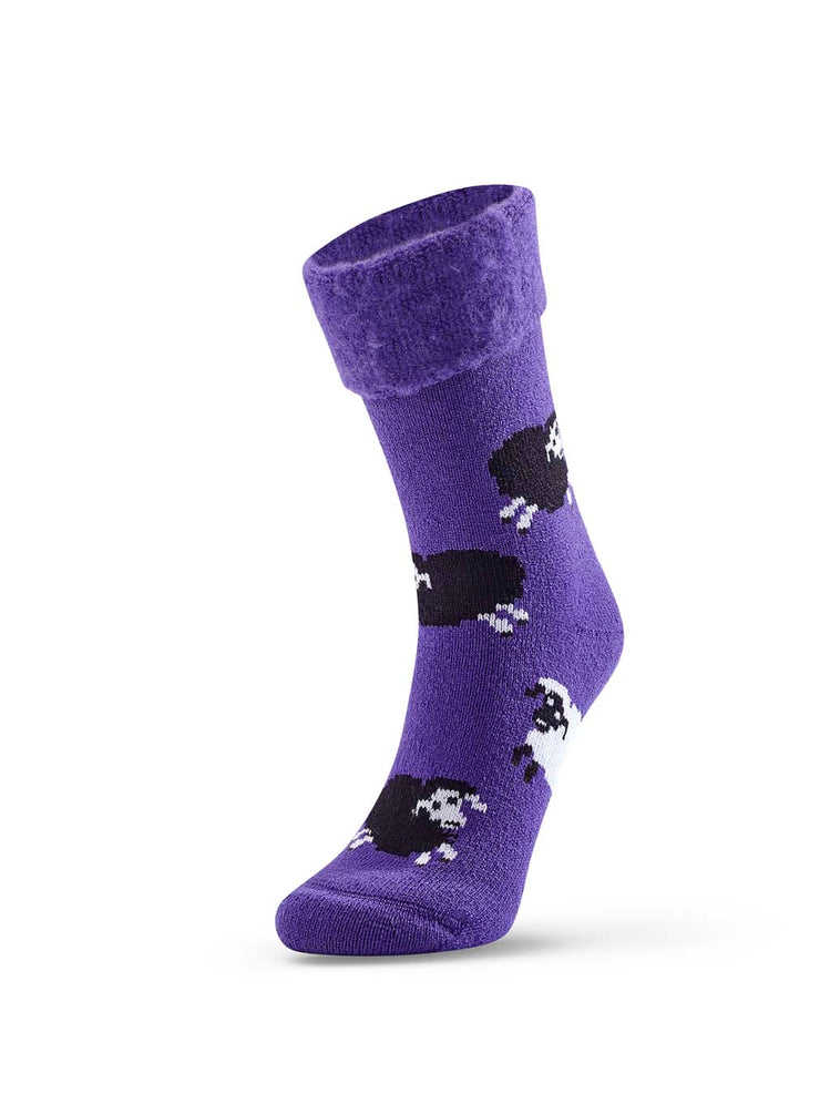 Hermell 89183 Comfort Bed Socks, Purple - Sheep