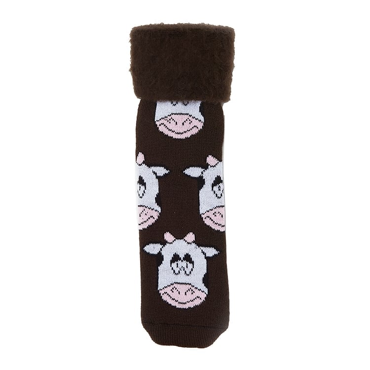 Hermell 89184 Comfort Bed Socks, Chocolate - Cow