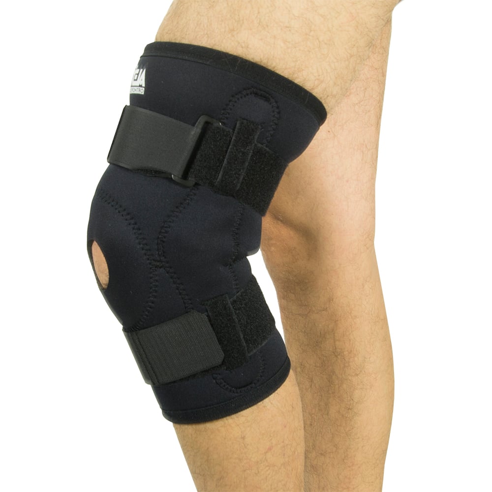 Hermell 9236-OL Neoprene Hinged Knee Brace Open Patella, Black - Large