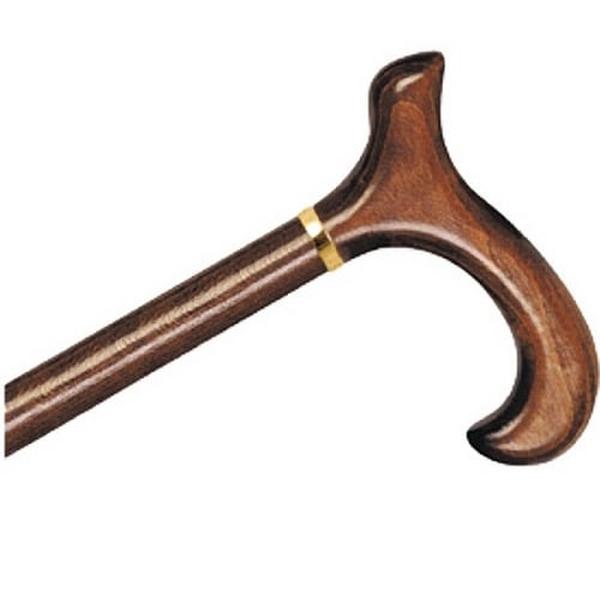 Hermell MP-05011 Wood Cane with Derby Handle & Collar, Brown Stain