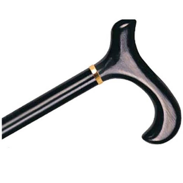 Hermell MP-05016 Wood Cane with Derby Handle & Collar, Black Stain