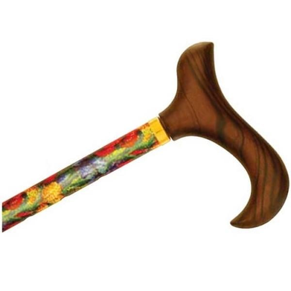 Hermell MP-10512 Adjustable Travel Folding Cane Slim Line with Derby Handle, Summer Garden